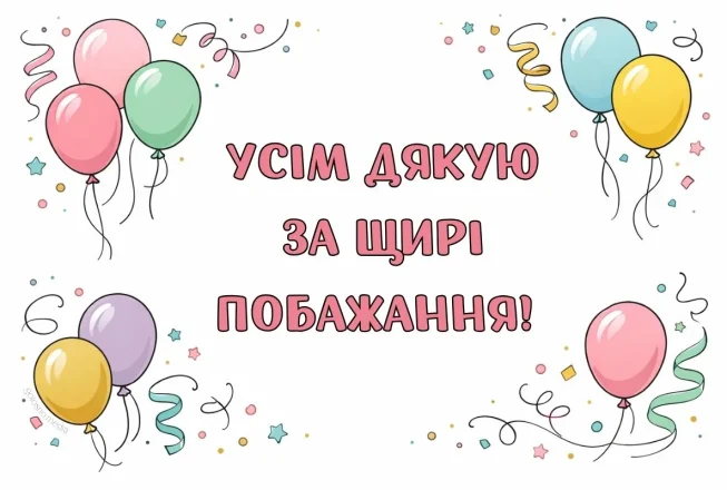 Святкова листівка з кульками і написом