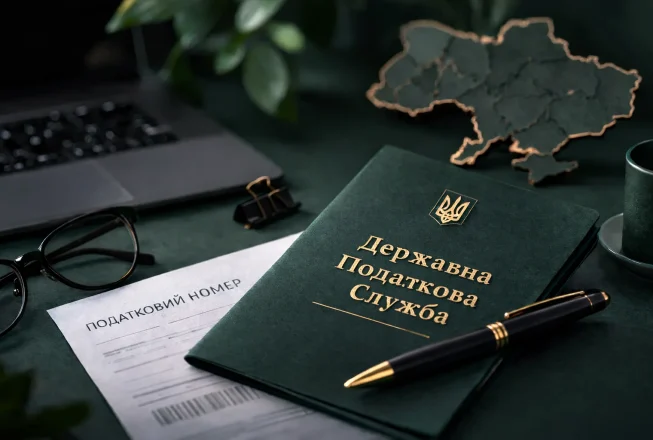 Документ ІПН та блокнот «Державна Податкова Служба» на робочому столі
