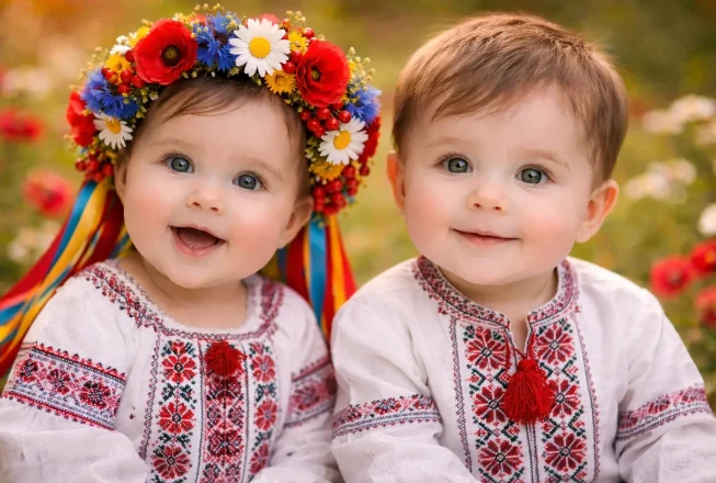 Хлопчик та дівчинка у вишиванках