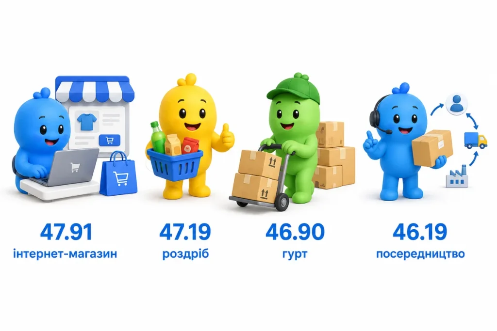 КВЕД для бізнесу інтернет-магазин, роздріб і оптова торгівля