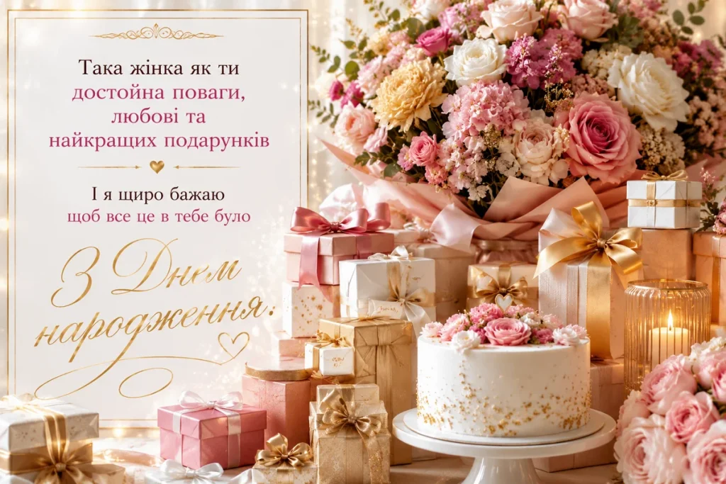 Торт, подарунки та квіти для жінки