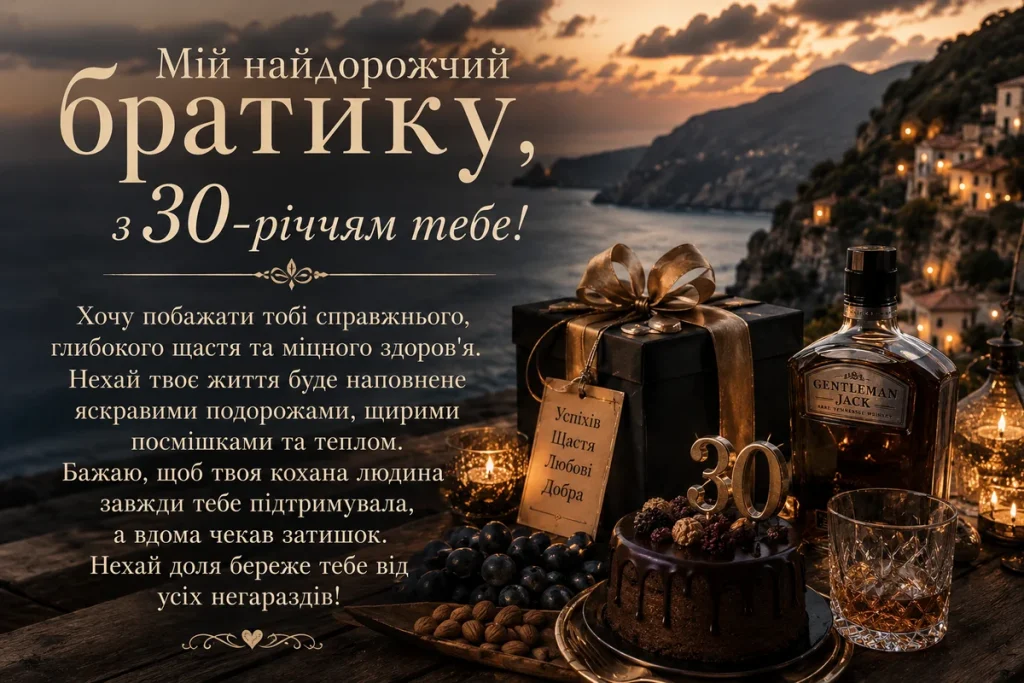 Подарунки та святковий торт для брата