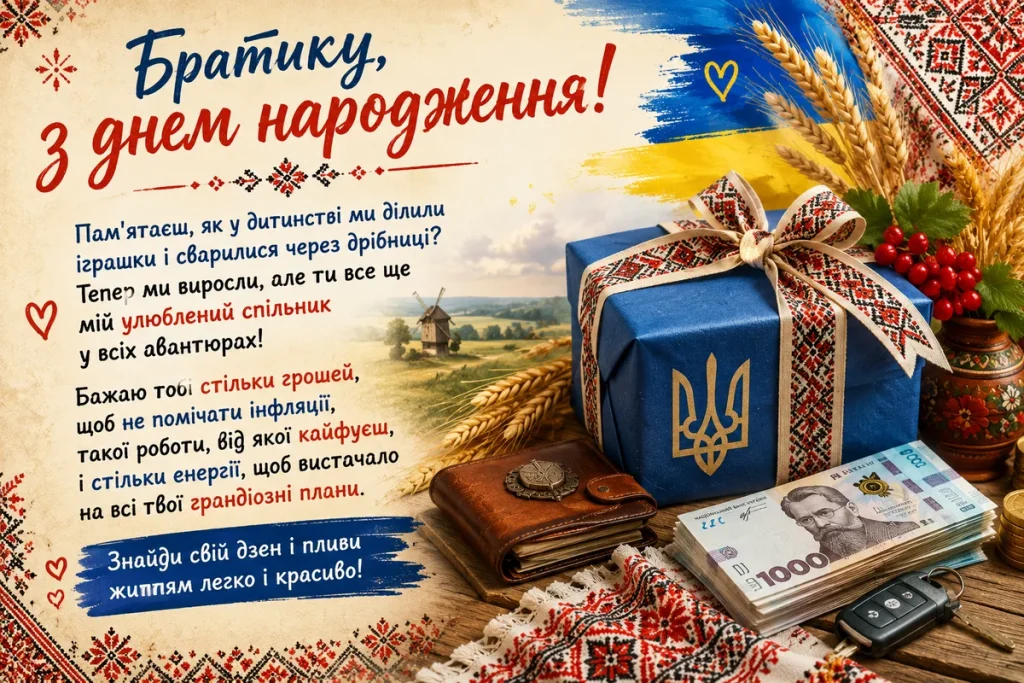 Привітання для брата, гроші, гаманець та подарунок