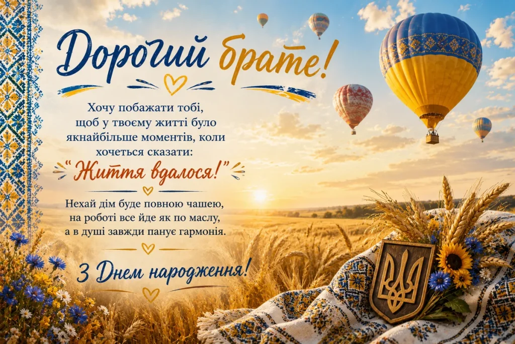 Листівка для брата в українському стилі