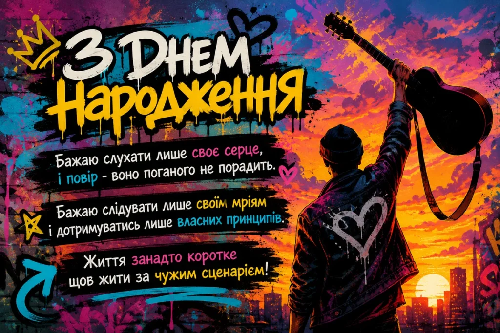 Живи за покликом серця – привітання для хлопця