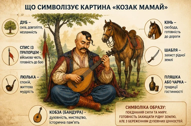 Кожна деталь зображення має глибоке символічне значення, і картина в цілому – важливий символ