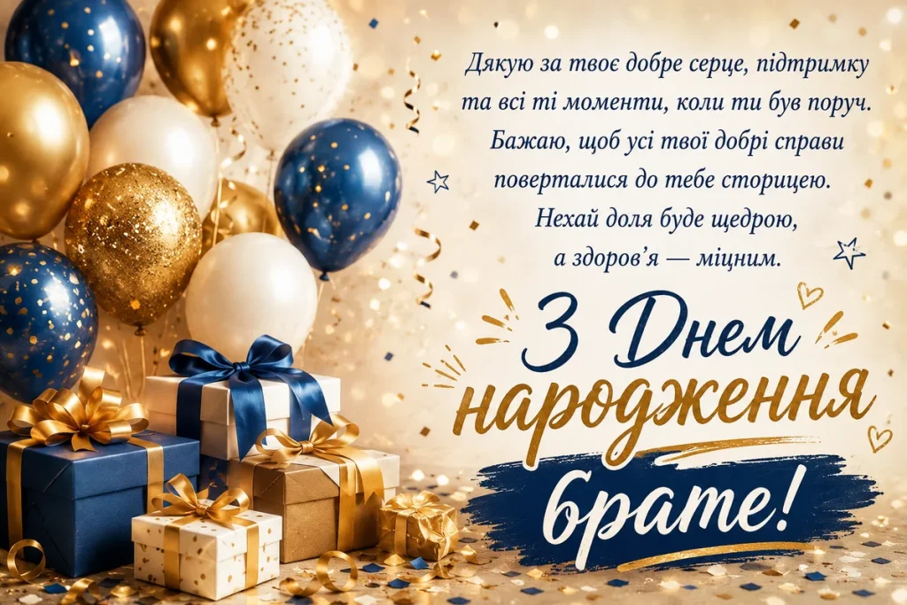 Повітряні кульки та подарунки для брата