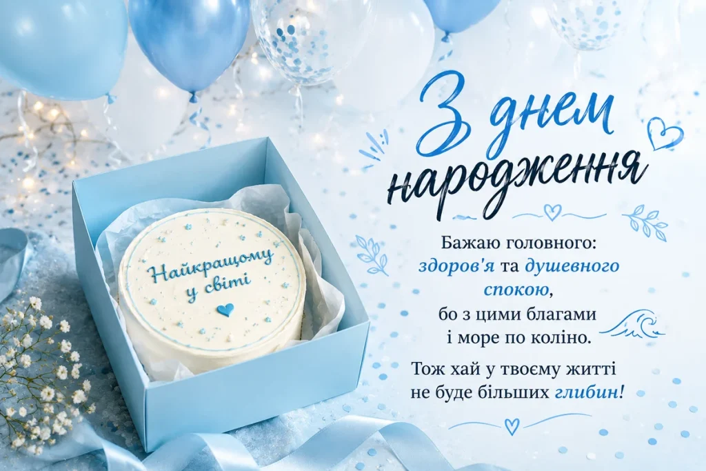 Бенто-торт з словами привітання для хлопця