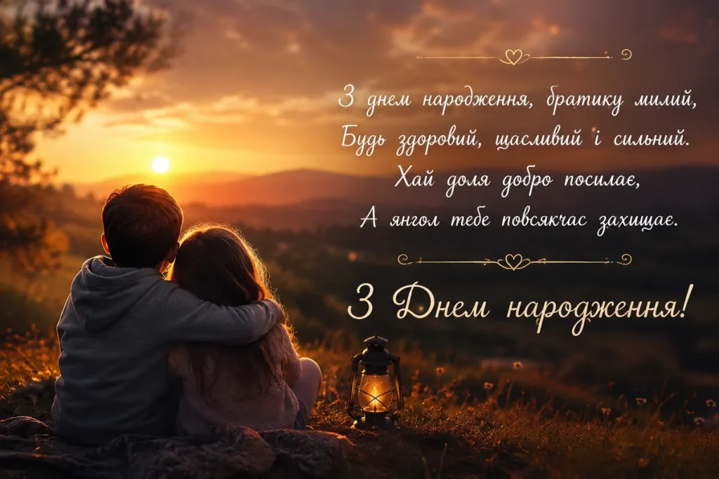Брат з сестрою на заході сонця