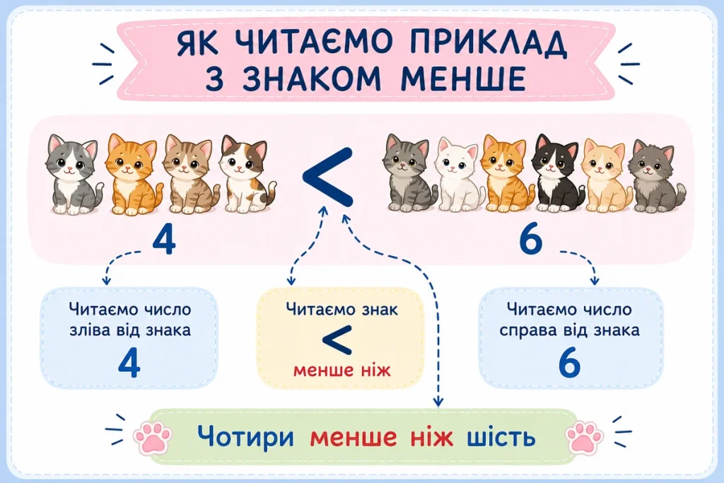 Правильне прочитання з знаком менше