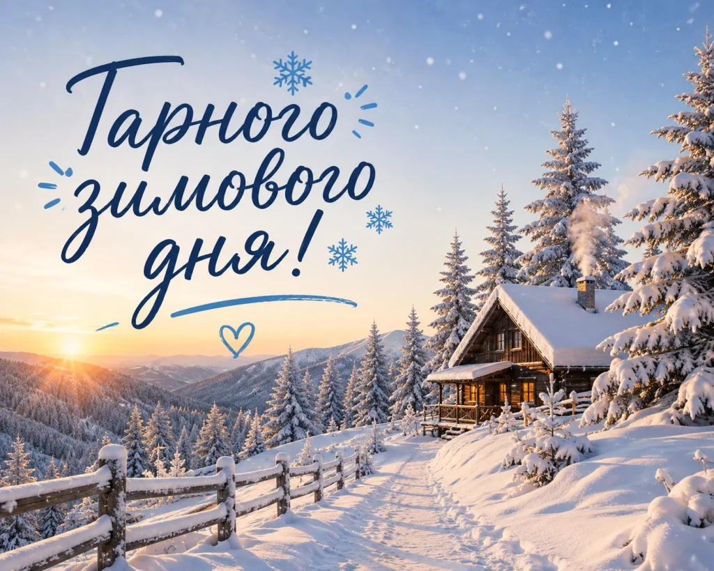 Гарного дня на фоні зимового пейзажу
