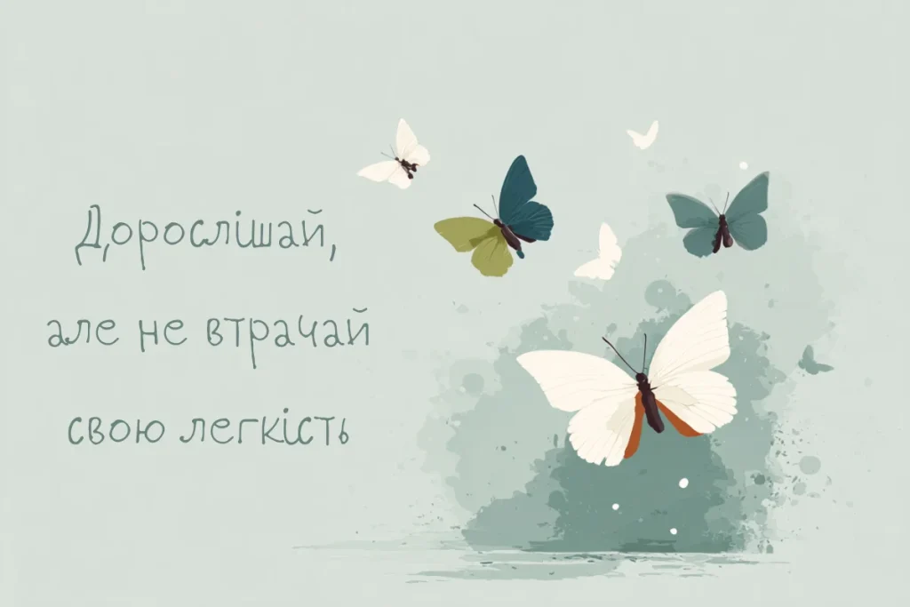 Листівка в зелених тонах з метеликом