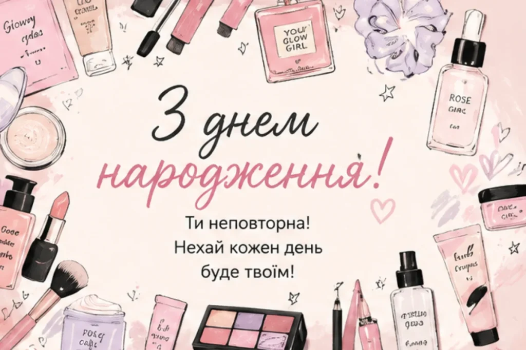 Листівка з косметикою та парфумами