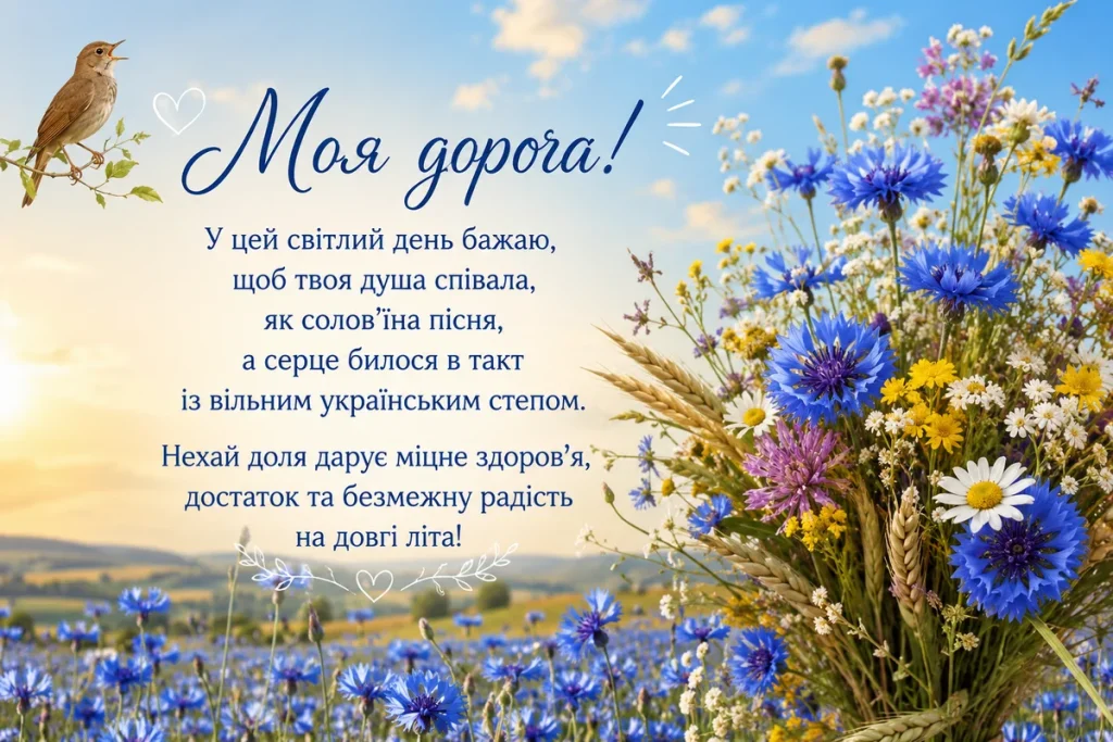 Ніжні волошки для жінки у день народження 
