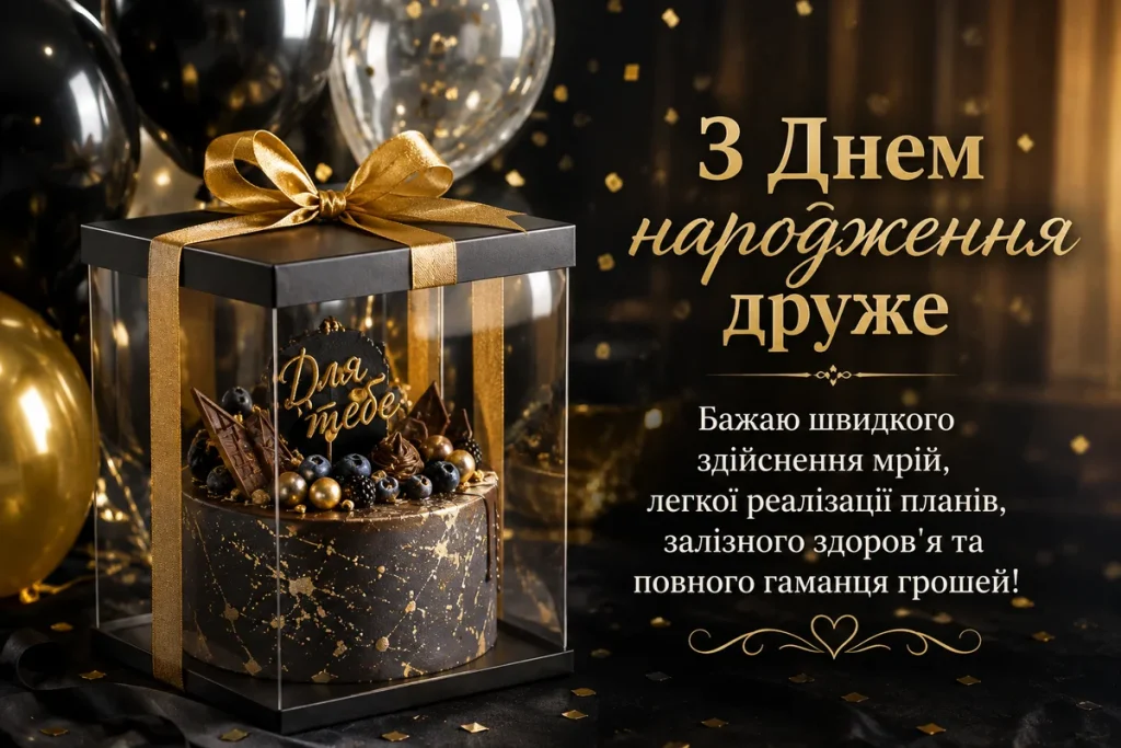 Святковий торт для друга від подруги