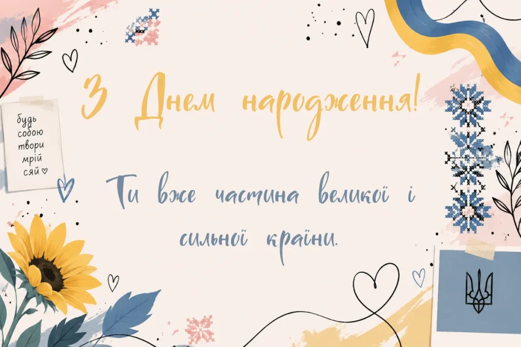 Квіткова листівка із соняшниками та стрічкою