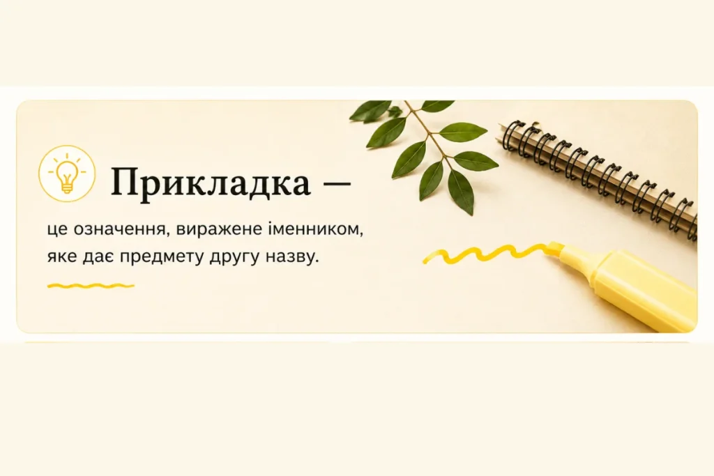 Картка з визначенням прикладки