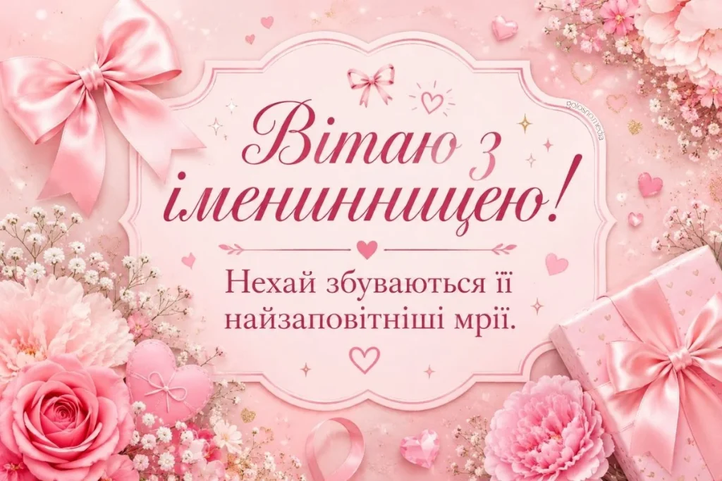 Рожева листівка з іменинницею