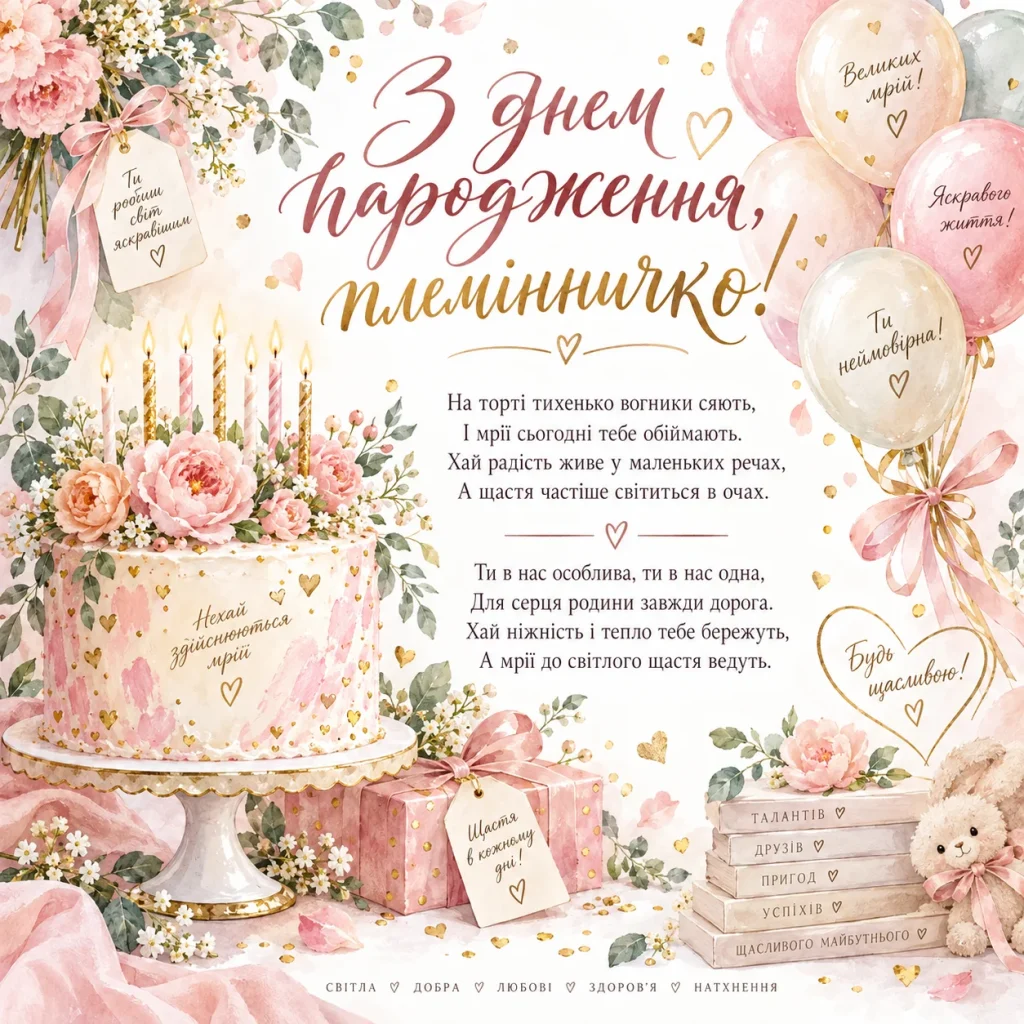 Привітання маленькій племінниці з днем народження