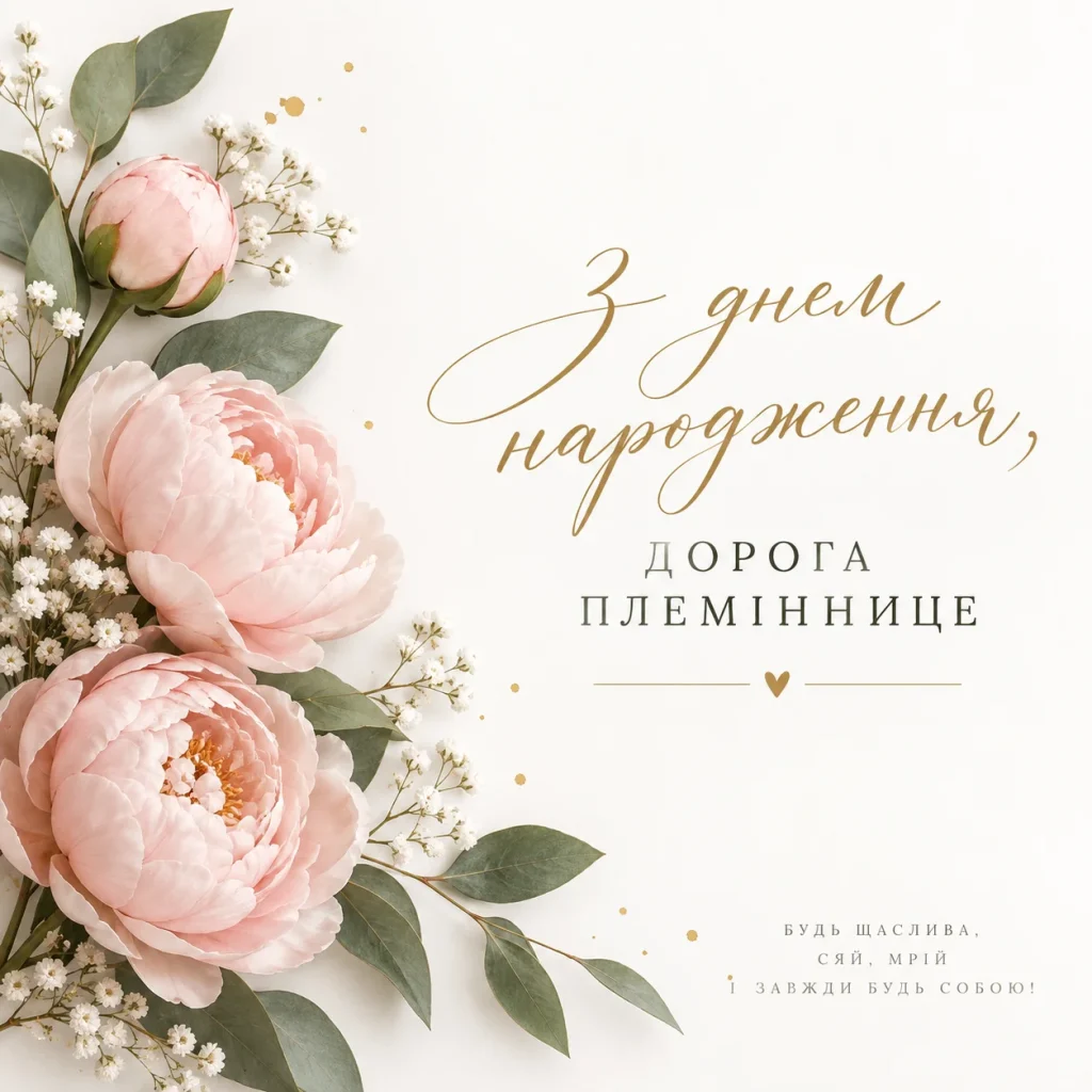 Листівка племінниці з квітами на день народження