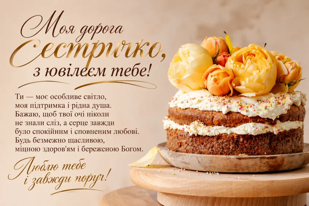 Торт для найкращої сестрички з ювілеєм 