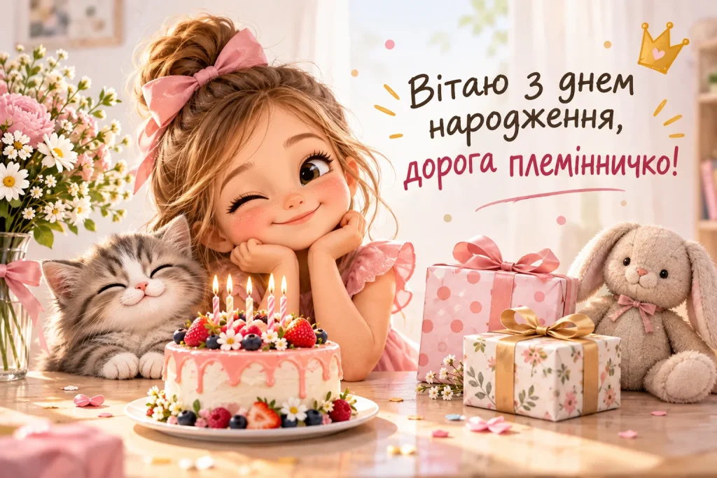 картинка привітання маленькій племінниці з днем народження 