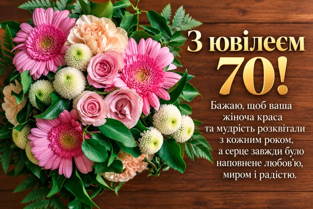 Оригінальний букет для жінки з 70-річчям 