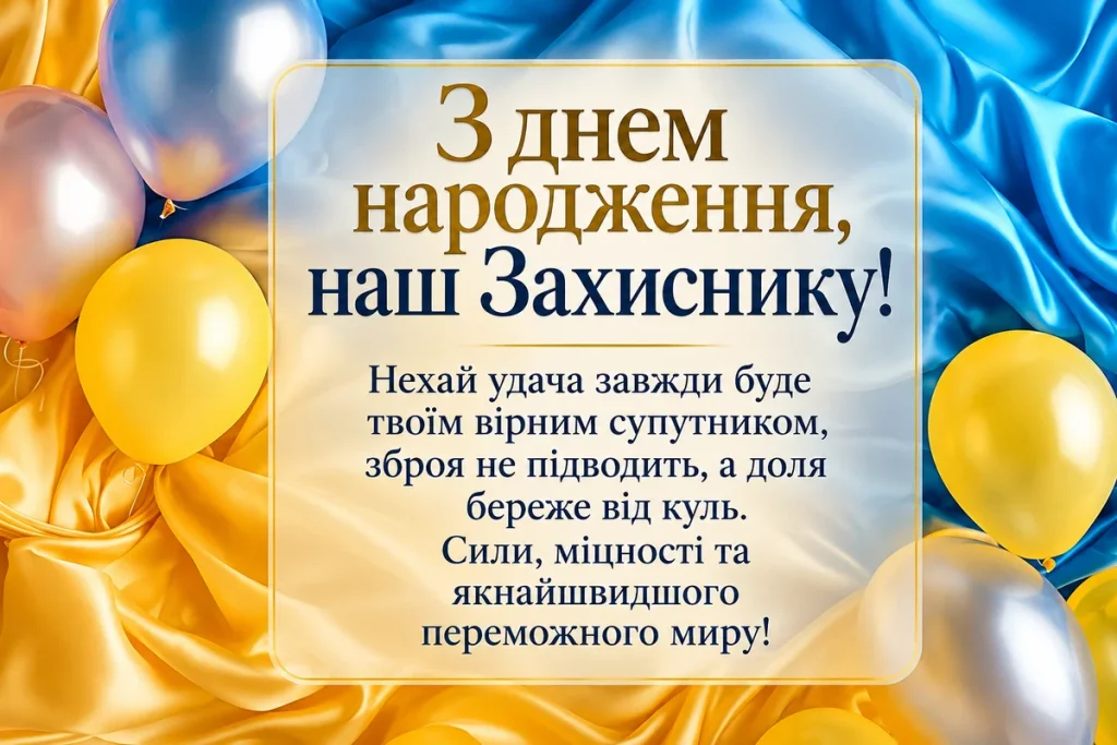 Патріотичне полотно з привітанням для захисника
